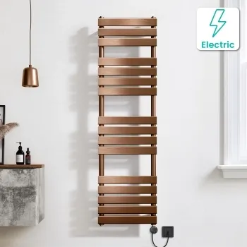 Santorini Electric Brushed Copper Flat Panel Heated Towel Rail 1600x450mm