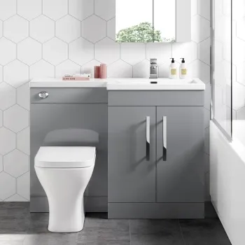Avon Stone Grey Combination Vanity Basin and Atlanta Toilet 1100mm - Right Handed