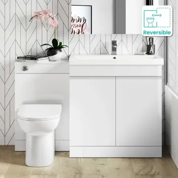 Trent Gloss White Combination Vanity Basin and Aruba Toilet 1300mm