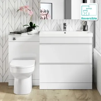 Trent Gloss White Combination Basin Drawer and Miami Toilet 1300mm