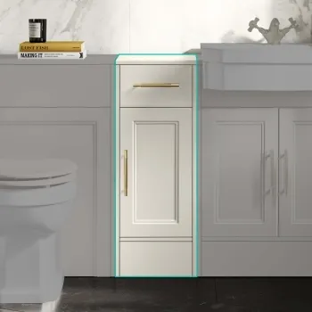 Monaco Chalk White Side Cabinet Unit 300mm - Brass Knurled Handles