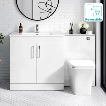 Mersey Gloss White Combination Vanity Basin and Houston Toilet 1300mm