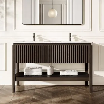 Maru Black Oak Carrara Marble Vanity Unit & Undermount Basin 1400mm