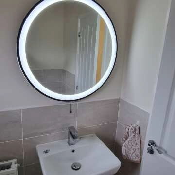 Mollie Battery Powered Black Framed Round Illuminated LED Mirror 800mm