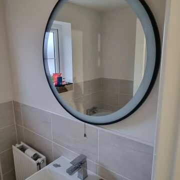 Mollie Battery Powered Black Framed Round Illuminated LED Mirror 800mm