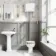 Hudson Traditional High-Level Toilet With Chalk White Seat & Pedestal Basin - Double Tap Hole