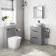Avon Stone Grey Vanity Drawer with Oval Counter Top Basin 600mm - Black Accents