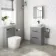 Avon Stone Grey Vanity Drawer with Marble Top & Curved Counter Top Basin 600mm - Black Accents