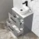 Avon Stone Grey Vanity Drawer with Marble Top & Curved Counter Top Basin 600mm - Black Accents