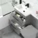 Avon Stone Grey Basin Vanity Drawer and Back To Wall Unit 1100mm - Black Accents - Left Handed