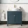 Bermuda Inky Blue Vanity with Marble Top & Oval Counter Top Basin 800mm - Brushed Brass Accents