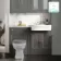 Monaco Graphite Grey Combination Vanity Traditional Basin with Marble Top 1200mm (Excludes Pan & Cistern) - Brushed Brass Accents