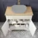 Lucia Chalk White Cabinet with Oak Effect Top 840mm (Excludes Counter Top Basin) - Brushed Brass Accents