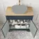 Lucia Inky Blue Cabinet with Oak Effect Top 840mm (Excludes Counter Top Basin) - Brushed Brass Accents