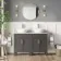 Bermuda Graphite Grey Vanity with Marble Top & Oval Counter Top Basin 1200mm - Brass Knurled Handles