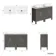 Bermuda Graphite Grey Vanity with Marble Top & Curved Counter Top Basin 1200mm - Brass Knurled Handles