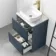 Corsica Inky Blue Vanity Drawer with Marble Top & Curved Counter Top Basin 600mm