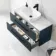 Elba Inky Blue Wall Hung Drawer Vanity with Marble Top & Curved Counter Top Basin 1000mm - Black Accents