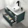 Omaha Mystic Green Wall Hung Drawer Vanity with Marble Top & Curved Counter Top Basin 800mm - Black Accents