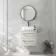 Omaha Linen White Wall Hung Drawer Vanity with Marble Top & Curved Counter Top Basin 600mm