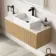Malta Fluted Country Oak Wall Hung Drawer Vanity with Marble Top & Cody Basin 1000mm