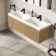 Malta Fluted Country Oak Wall Hung Double Basin Drawer Vanity 1200mm