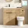 Havana Fluted Country Oak Combination Vanity Basin and Miami Toilet 1100mm - Black Accents