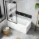 Dover 1500x750 Keyhole Shower Bath & 6mm Easy Clean Matt Black Framed Bath Screen