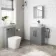 Avon Stone Grey Vanity with Marble Top & Curved Counter Top Basin 600mm - Black Accents