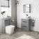 Avon Stone Grey Vanity Drawer with Marble Top & Oval Counter Top Basin 600mm - Black Accents