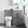 Avon Stone Grey Combination Vanity Basin and Aruba Toilet 1000mm - Black Accents