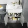 Monaco Dove Grey Combination Vanity Traditional Basin and Boston Toilet 1500mm - Brass Knurled Handles