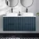 Crete Fluted Navy Blue Double Wall Hung Drawer Vanity with Marble Top & Marin Basin 1200mm
