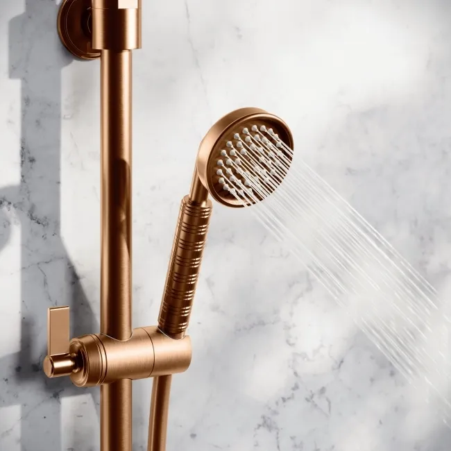 Corrib Premium Brushed Copper Round Thermostatic Shower Set