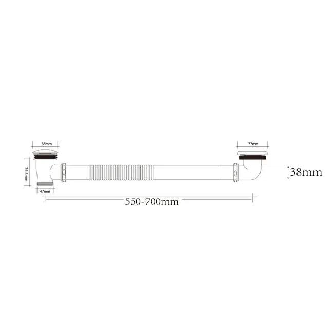 Chrome Flexible Exposed Click Clack Bath Waste with Overflow
