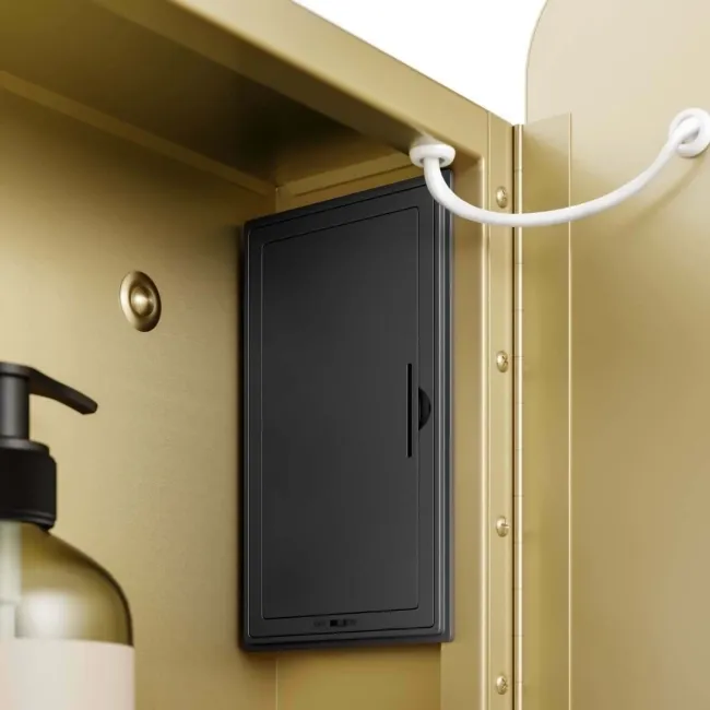 Olivia Battery Powered Matt Brass Illuminated LED Mirror Cabinet 710x500mm