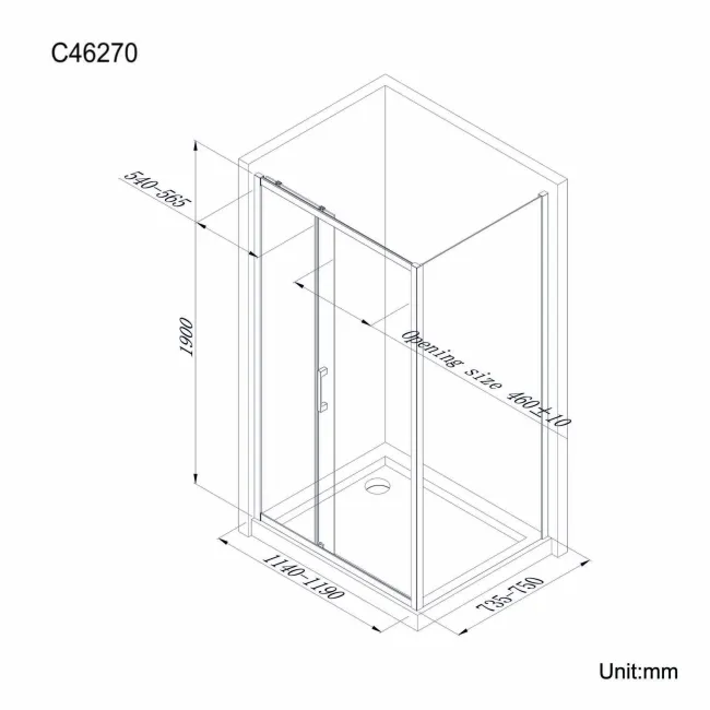 Hamburg Easy Clean 8mm Sliding Shower Enclosure 1200x760mm - Easy Fix Feature