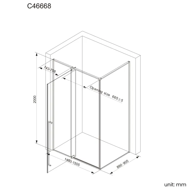 Cologne Brushed Gunmetal Easy Clean 8mm Hinged Shower Enclosure 1500x900mm