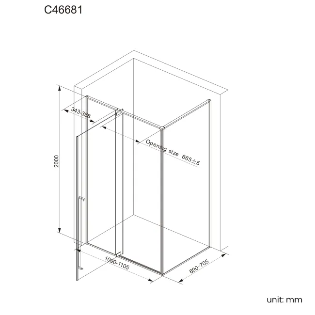 Cologne Brushed Copper Easy Clean 8mm Hinged Shower Enclosure 1100x700mm