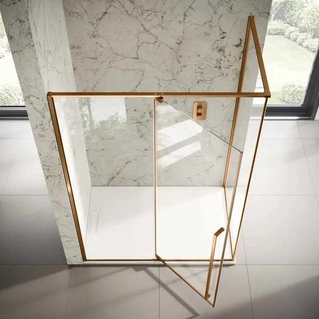 Cologne Brushed Copper Easy Clean 8mm Hinged Shower Enclosure 1400x800mm