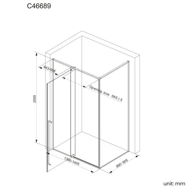 Cologne Brushed Copper Easy Clean 8mm Hinged Shower Enclosure 1400x900mm