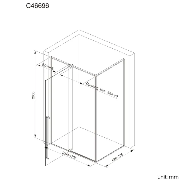 Cologne Brushed Copper Easy Clean 8mm Hinged Shower Enclosure 1700x700mm