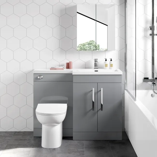 Avon Stone Grey Combination Vanity Basin and Aruba Toilet 1100mm - Right Handed