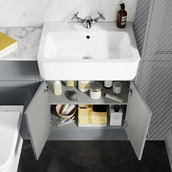Monaco Dove Grey Combination Vanity Basin with Marble Top & Atlanta Toilet 1200mm