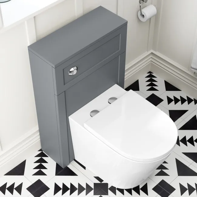 Bermuda Traditional Dove Grey Slimline Back To Wall Unit and Boston Toilet