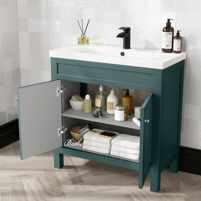Bermuda Midnight Green Basin Vanity 800mm
