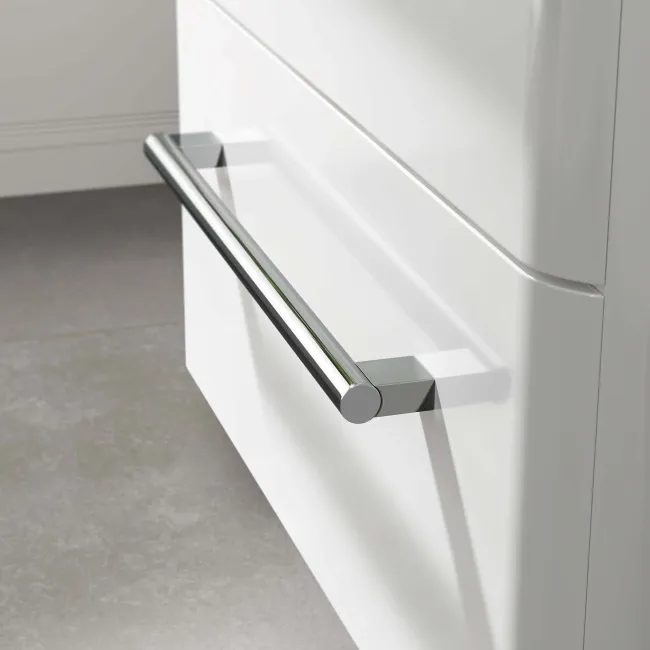 Omaha Gloss White Wall Hung Drawer Vanity with Marble Top & Marin Basin 600mm