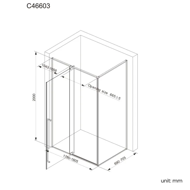 Cologne Stainless Steel Easy Clean 8mm Hinged Shower Enclosure 1800x700mm