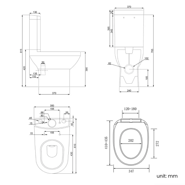 Seattle Rimless Close Coupled Toilet With Soft Close Seat