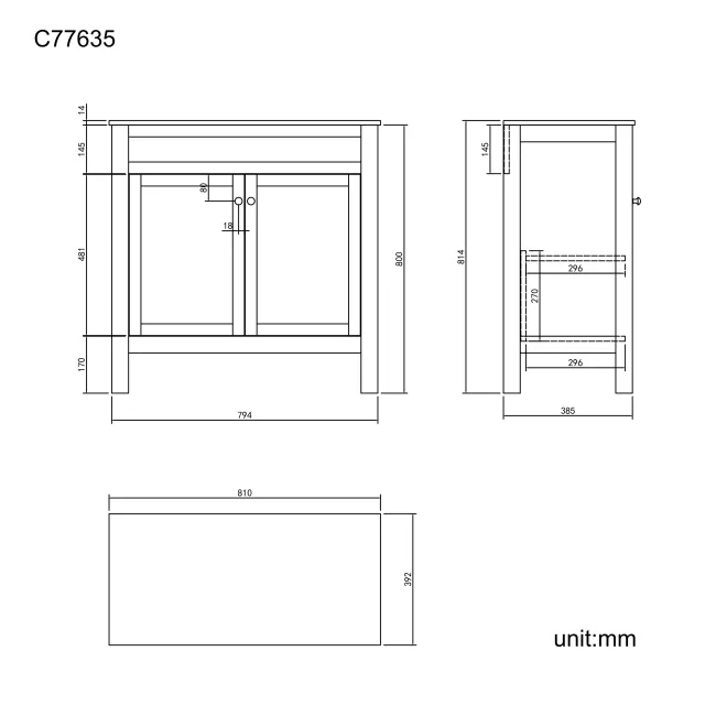 Bermuda Chalk White Cabinet with Marble Top 800mm - Excludes Counter Top Basin